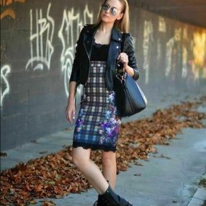 Zara tartan floral lace dress